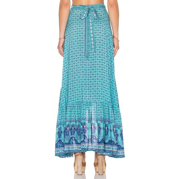 Spell & the Gypsy Collective Sunset Road Wrap Skirt Aqua XS b23 - Picture 8 of 14